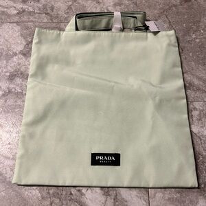 Prada Beauty Shoulder Tote Bag Light Green 14” x 15”